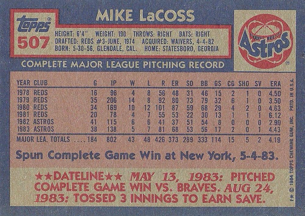 Mike LaCoss  baseball card collectible - Main Image 2