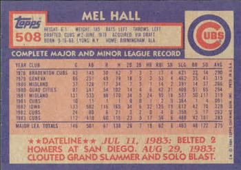 Mel Hall  baseball card collectible - Main Image 2