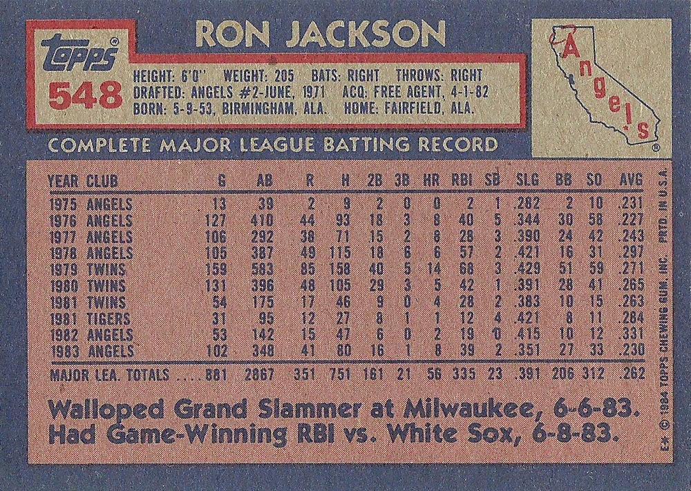 Ron Jackson  baseball card collectible - Main Image 2