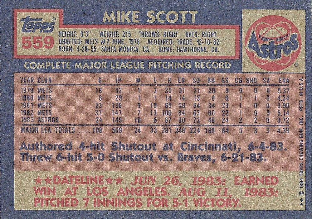Mike Scott  baseball card collectible - Main Image 2