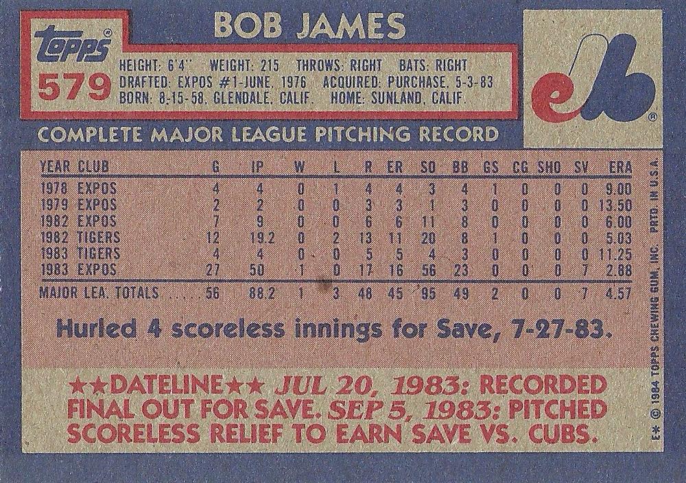 Bob James  baseball card collectible - Main Image 2
