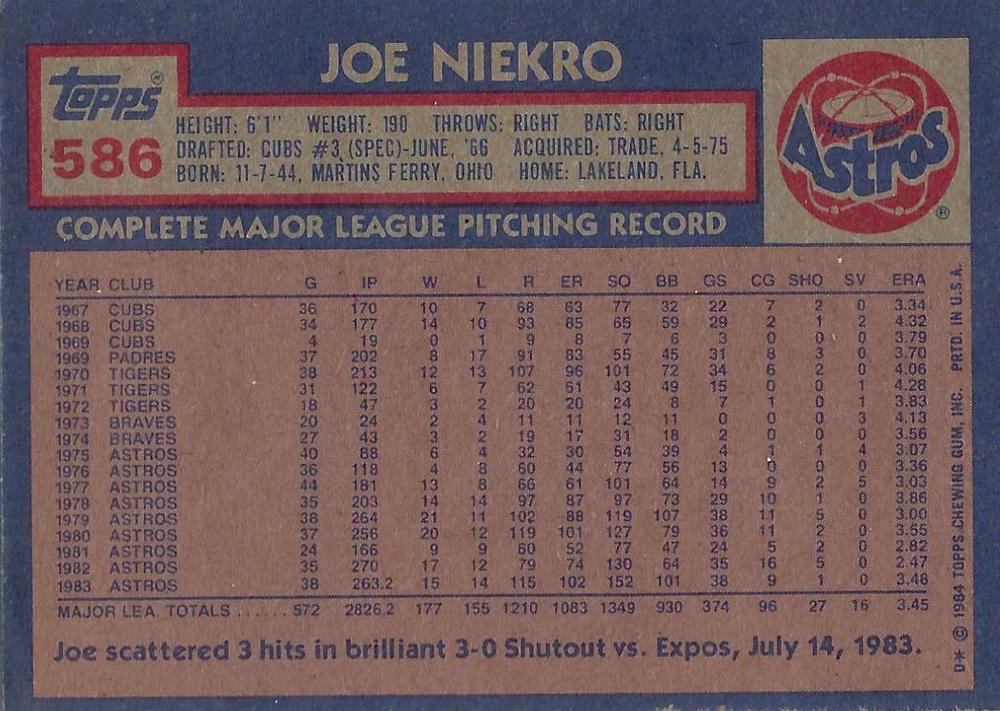 Joe Niekro  baseball card collectible - Main Image 2