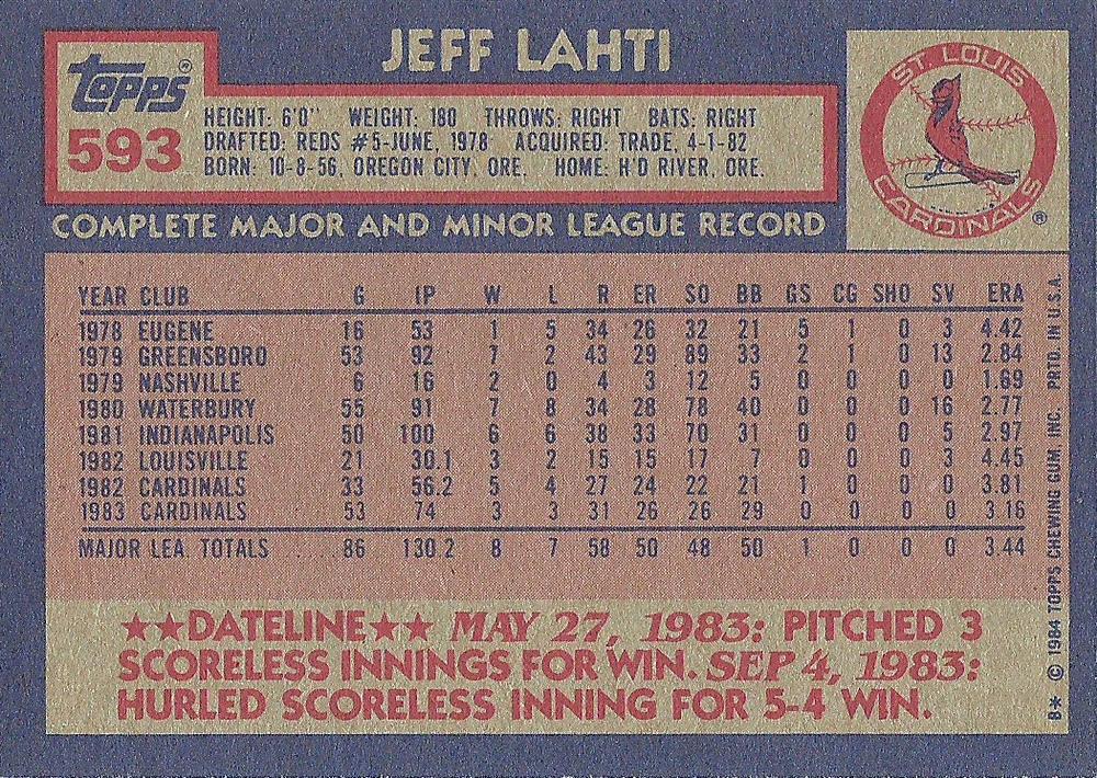 Jeff Lahti  baseball card collectible - Main Image 2