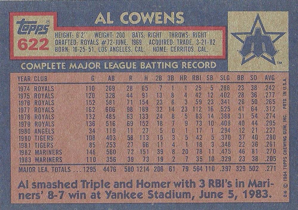 Al Cowens  baseball card collectible - Main Image 2