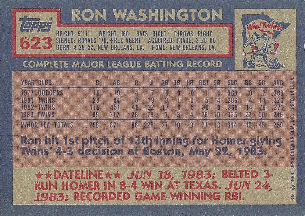 Ron Washington  baseball card collectible - Main Image 2