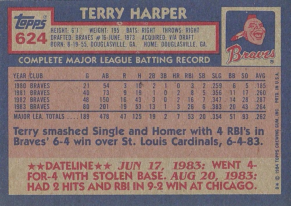 Terry Harper  baseball card collectible - Main Image 2