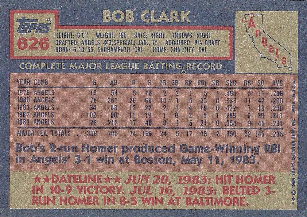 Bob Clark  baseball card collectible - Main Image 2
