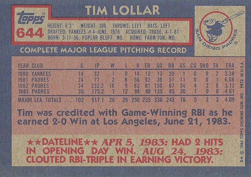 Tim Lollar  baseball card collectible - Main Image 2