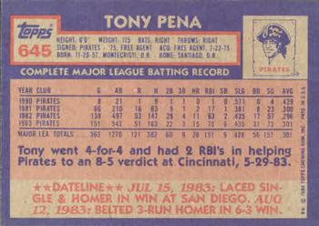 Tony Pena  baseball card collectible - Main Image 2