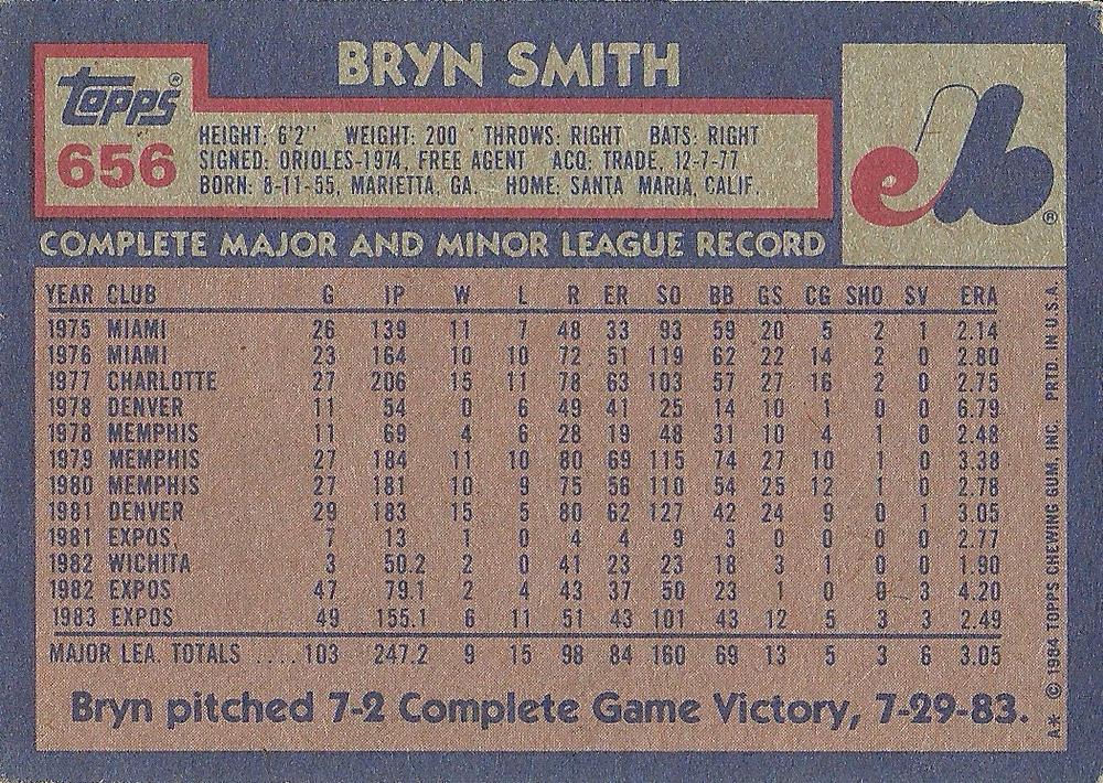 Bryn Smith  baseball card collectible - Main Image 2