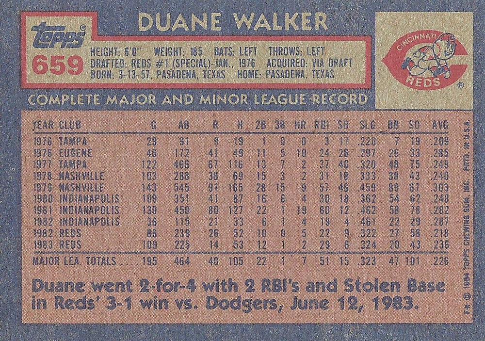 Duane Walker  baseball card collectible - Main Image 2