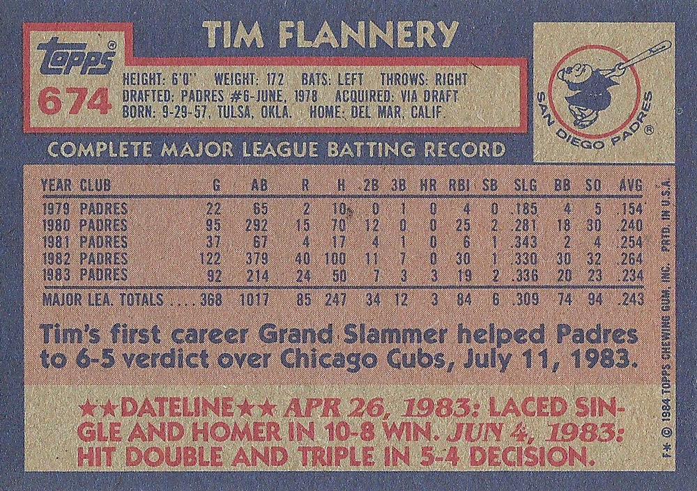Tim Flannery  baseball card collectible - Main Image 2