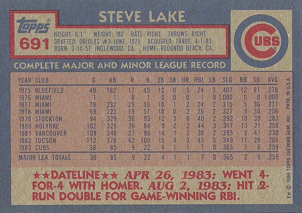 Steve Lake  baseball card collectible - Main Image 2