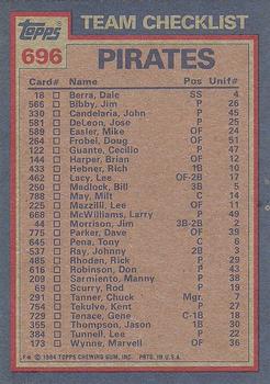 Pirates Leaders / Checklist (Bill Madlock / Rick Rhoden)  baseball card collectible - Main Image 2