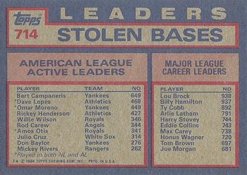 AL Active Career Stolen Base Leaders (Bert Campaneris / Dave Lopes / Omar Moreno)  baseball card collectible - Main Image 2