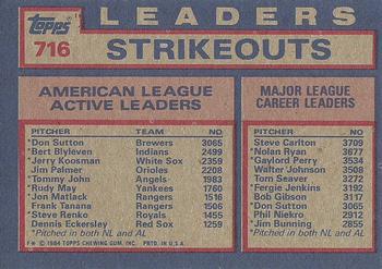 AL Active Career Strikeout Leaders (Don Sutton / Bert Blyleven / Jerry Koosman)  baseball card collectible - Main Image 2