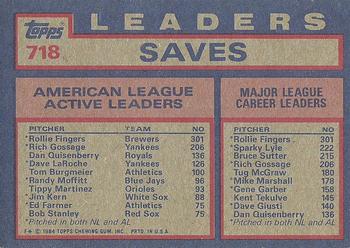 AL Active Career Save Leaders (Rollie Fingers / Rich Gossage / Dan Quisenberry)  baseball card collectible - Main Image 2