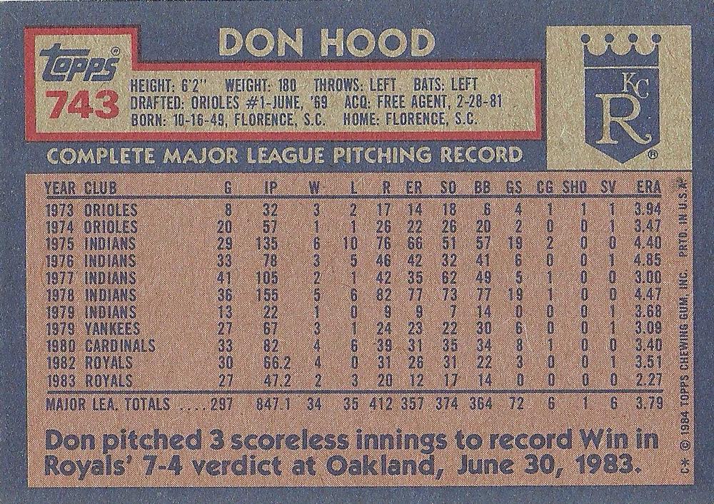 Don Hood  baseball card collectible - Main Image 2