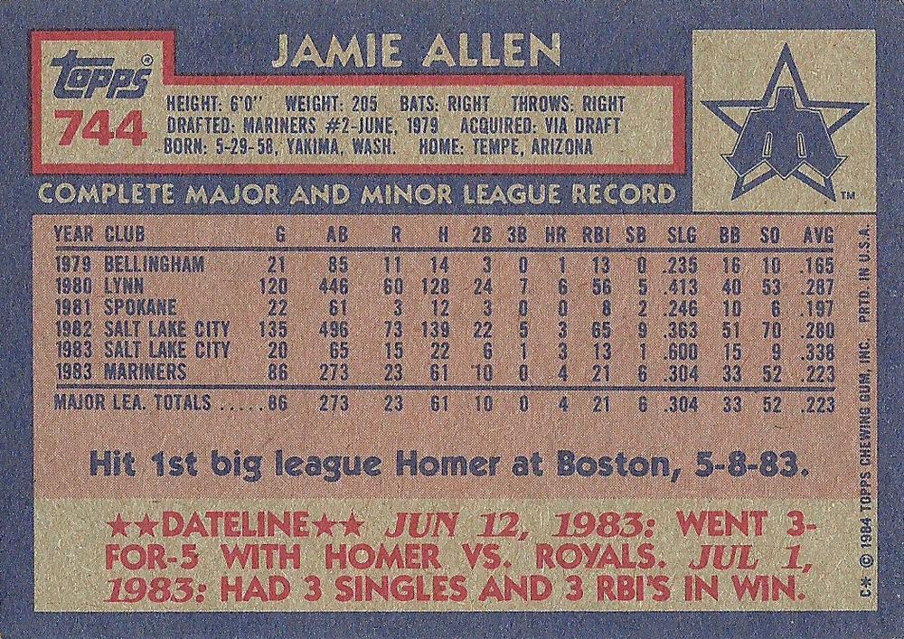 Jamie Allen  baseball card collectible - Main Image 2