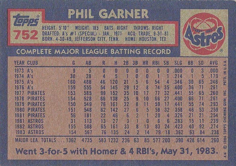Phil Garner  baseball card collectible - Main Image 2