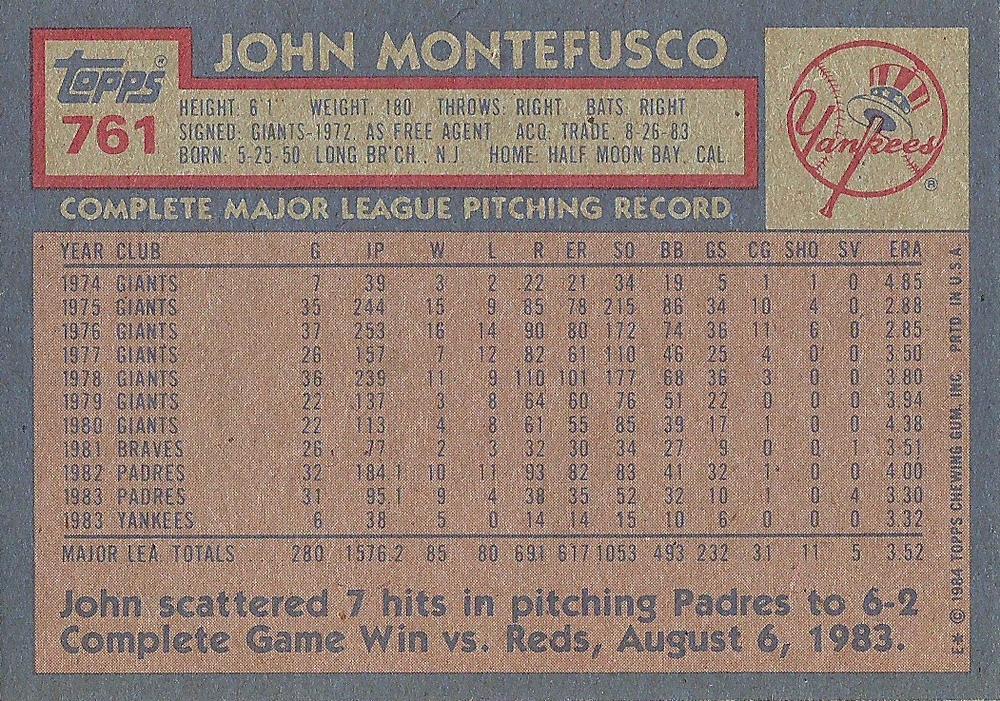 John Montefusco  baseball card collectible - Main Image 2