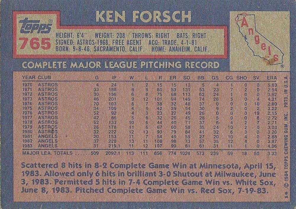 Ken Forsch  baseball card collectible - Main Image 2