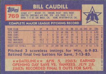 Bill Caudill  baseball card collectible - Main Image 2