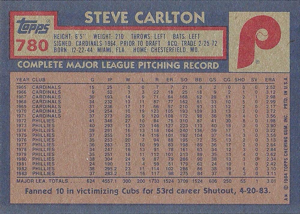 Steve Carlton  baseball card collectible - Main Image 2