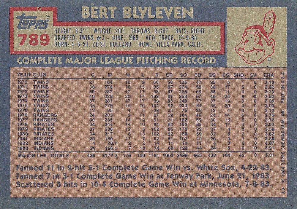 Bert Blyleven  baseball card collectible - Main Image 2