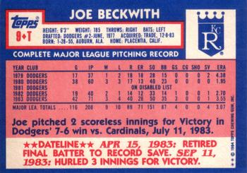 Joe Beckwith  baseball card collectible - Main Image 2