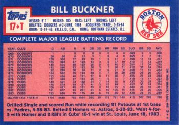 Bill Buckner  baseball card collectible - Main Image 2