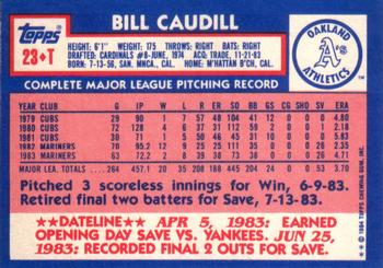 Bill Caudill  baseball card collectible - Main Image 2