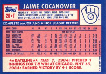 Jaime Cocanower  baseball card collectible - Main Image 2