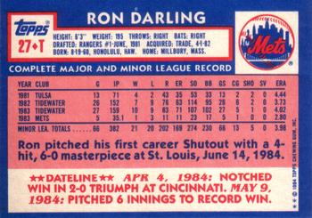 Ron Darling  baseball card collectible - Main Image 2