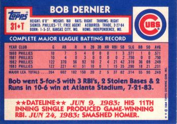 Bob Dernier  baseball card collectible - Main Image 2