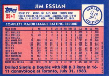 Jim Essian  baseball card collectible - Main Image 2