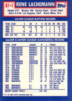 Rene Lachemann  baseball card collectible - Main Image 2