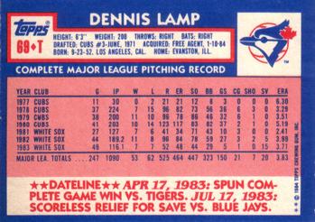 Dennis Lamp  baseball card collectible - Main Image 2
