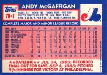 Andy McGaffigan  baseball card collectible - Main Image 2