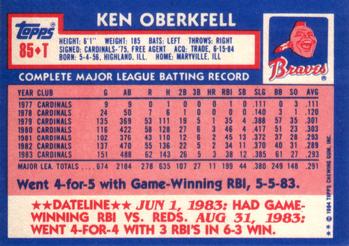Ken Oberkfell  baseball card collectible - Main Image 2