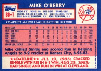 Mike O’Berry  baseball card collectible - Main Image 2