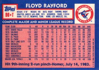 Floyd Rayford  baseball card collectible - Main Image 2