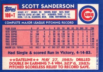Scott Sanderson  baseball card collectible - Main Image 2