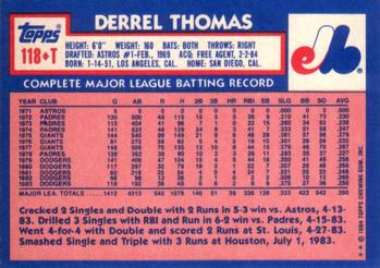 Derrel Thomas  baseball card collectible - Main Image 2
