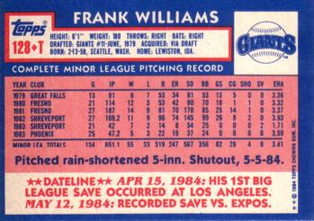 Frank Williams  baseball card collectible - Main Image 2