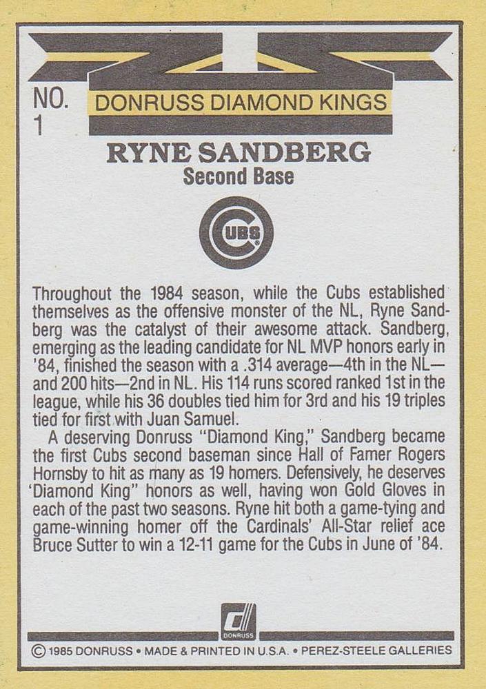 Ryne Sandberg  baseball card collectible - Main Image 2