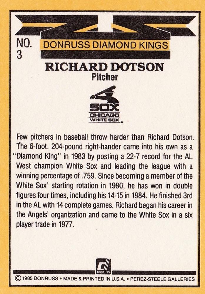 Rich Dotson  baseball card collectible - Main Image 2