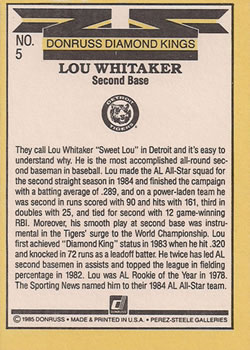 Lou Whitaker  baseball card collectible - Main Image 2