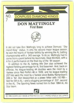 Don Mattingly  baseball card collectible - Main Image 2