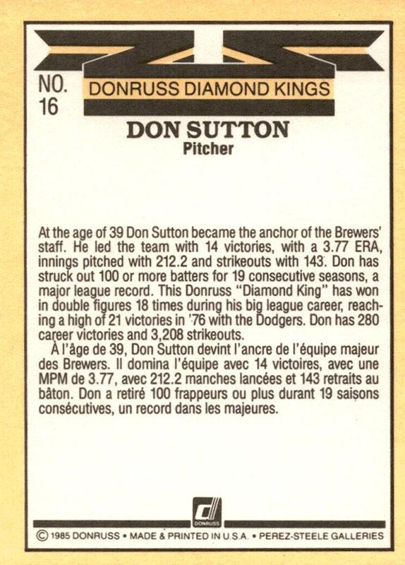 Don Sutton  baseball card collectible - Main Image 2